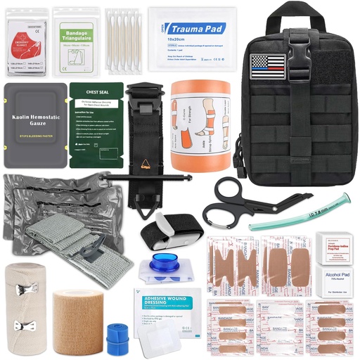 [BRSRGBAYDIOWC3DJ] 78 Pack IFAK Trauma Kit with Tourniquet, 6-Inch Israeli Bandage, Splint, Tactical First Aid Kit for Car, Camping, Hiking and Travel with Molle Bag