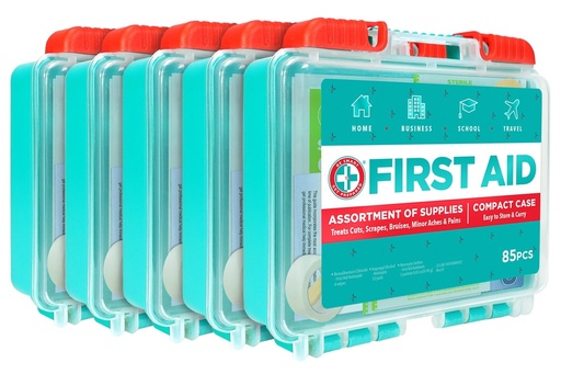 [BRSRABQLDEHBM3QV] Be Smart Get Prepared 85 Pc First Aid Kit (5 Pack) Home, Travel, Car, FSA