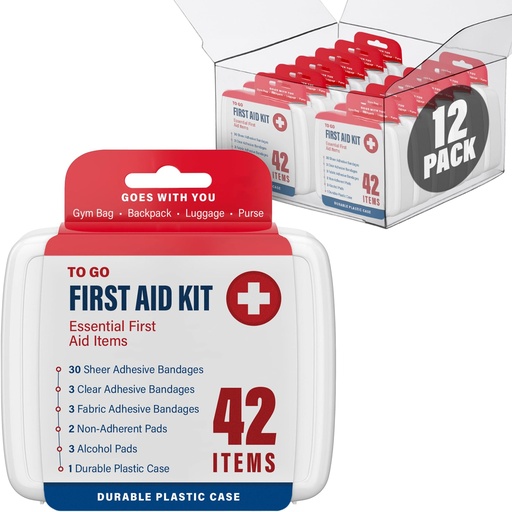 [BRSW2BQHOUPBQAD3] DecorRack 500 Piece First Aid Kit, 12 Individual Boxes of 42 Items Each, First Aid Kit for Car, Home, School, Office, Minor Cuts, Scrapes, Travel, Sports, Field Trips or Camping (500pcs, 12 Pack)