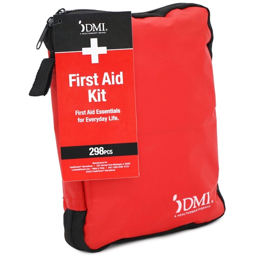 [BRSROAT3CUHRSFDD] DMI 298-Piece Complete Emergency First Aid Kit, Treats Pain, Swelling, Cuts, Scrapes & Burns, Complete First Aid Guide Included, Clear Pocket Organization, Durable Zippered Travel Bag