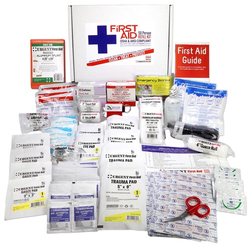 [BRSWKHY2O4HBWHY4] OSHA & ANSI 2021 Class B Refill Kit, 50 Person, 208 Pieces-First Aid Refill | ANSI 2021 Class B refill/upgrade with splint, tourniquet, tools and single-dose items for larger workplace first aid kits.