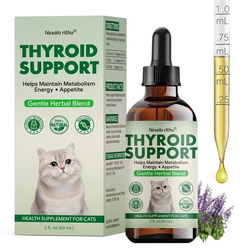 [BRSREAD4PIBBMEY4] Thyroid Support for Cats - Effective Appetite Stimulant and Weight Gainer,Helps Balance Metabolism and Promote Healthy Weight Gain for Cats,Vet-Formulated Herbal Supplement–with Bugleweed, Lemon Balm