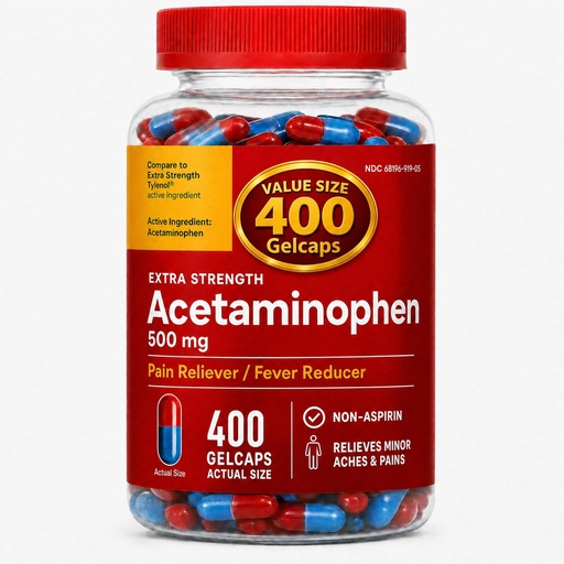 [BRSRYZQ6AEPBOALK] Acetaminophen Extra Strength Gelcaps, 500 mg, 400 Count