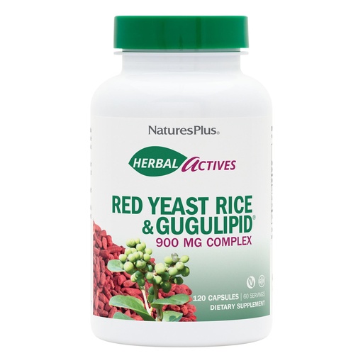[BRSWIYQEAEPRWYLI] NaturesPlus Herbal Actives Red Yeast Rice & Gugulipid - 120 Capsules - Non-GMO, Vegan, Gluten Free - 60 Servings