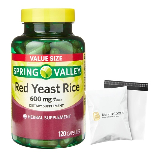 [BRSREEDQBUARM3IY] Spring Valley Red Yeast Rice, 600 mg, 120 Count, Dietary Supplement - Set by Basket Goods