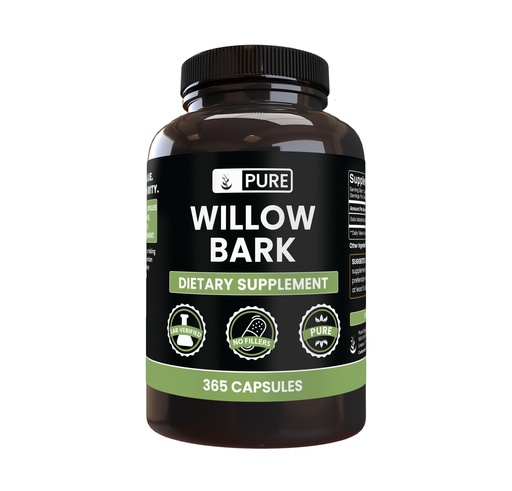 [BRSRMAAYDMIBYYDP] PURE ORIGINAL INGREDIENTS Willow Bark Extract (365 Capsules) No Magnesium Or Rice Fillers, Always Pure, Lab Verified