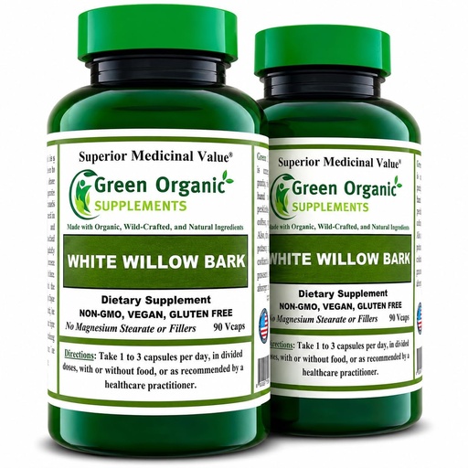 [BRSWYZA3B4CQOEY7] White Willow Bark, 180 Vcaps, High Absorbable, Non-GMO, Gluten-Free (Pack of 2)