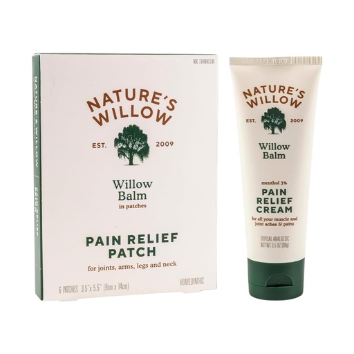 [BRSRMAQNB4JQYHLB] Nature's Willow 16:40 Relief Patches & Willow Balm Pain Relief Bundle | Plant-Based Sore Muscles & Joints Relief | 2-Pack