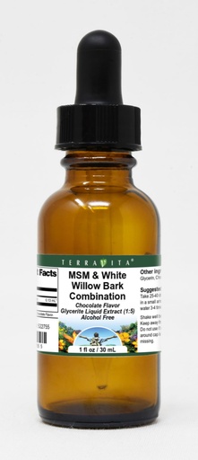 [BRSWG232DIPB6FD2] MSM & White Willow Bark Combination Glycerite Liquid Extract (1:5) - Chocolate Flavored (1 oz, ZIN: 522755)