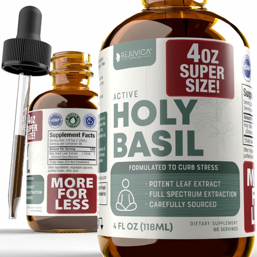 [BRSROAIQBMMG2HLU] Holy Basil - Stress Support Extract - Holy Basil Leaves & GMO-Free - 4oz XL