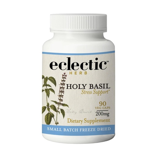 [BRSWGZL2BYIQICTV] Eclectic Herb - Organic Holy Basil Capsules | Tulsi Supplement | Natural Adrenal Support | Herbal Supplement | Vegan, Non-GMO, Gluten Free, Freeze-Dried (90 CT | 200 mg)