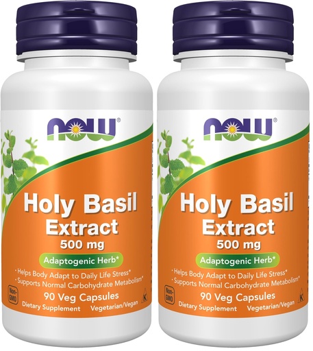 [BRSROGD3CR7AICY6] NOW Supplements, Holy Basil Extract 500 mg (Holy Basil is a Sacred Plant in Ayurveda), 90 Veg Capsules (Pack of 2)