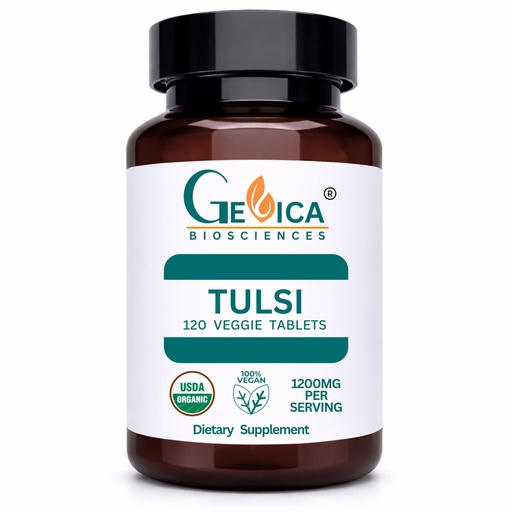[BRSRGAAYOR4A4334] Tulsi (Holy Basil) Supplement – USDA Organic, 1200 mg per Serving, Whole Herb, No Extract, NPOP & BioAgriCert Certified, 120 Vegan Tablets