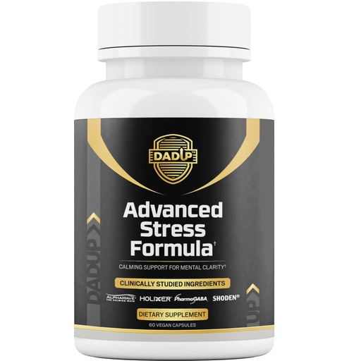 [BRSREEAFBMOWEYA2] 5 in 1 Advanced Stress Formula with Holixer Holy Basil, Shoden Ashwagandha, AlphaWave L-Theanine, PharmaGABA, Calm, Focus & Mood Support for Men, 60 Vegan Capsules