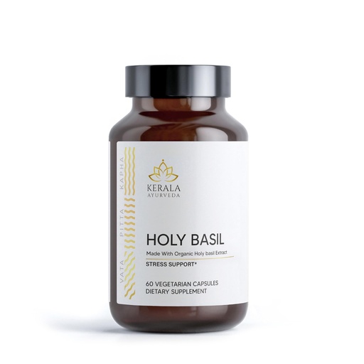 [BRSROEI3B4IREA3L] Kerala Ayurveda Holy Basil Tulsi Extract Capsules (60 Vegan Tablets) | Adrenal Support Herbal Supplements with Respiratory Wellness & Calm Support | Natural Ingredients | Prop 65 Compliant
