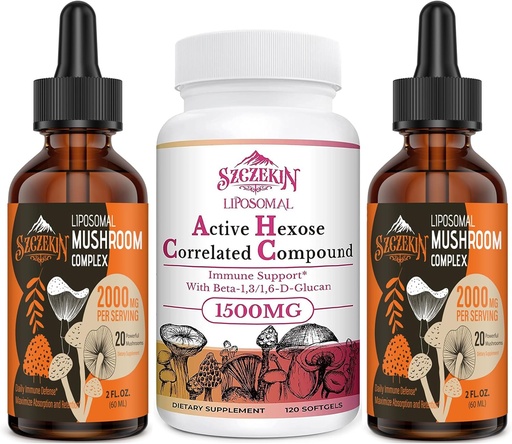 [BRSROAL7AUMBAGTU] 1500 MG Liposomal Active Hexose Correlated Supplement 120 SoftGels Bundle with 2000 MG Liposomal Mushroom Complex Drops 60 Servings