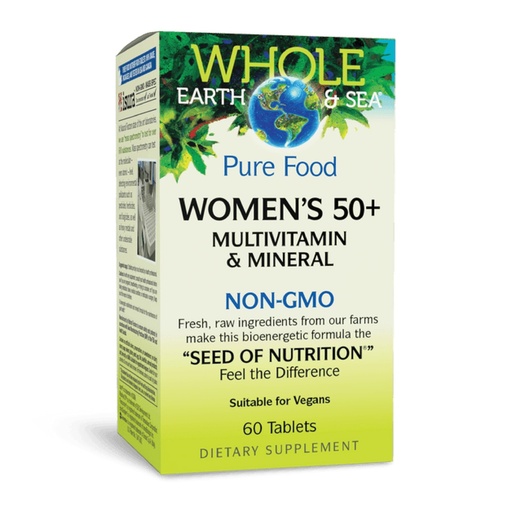 [BRSWIHQOAJ6QIEDK] Natural Factors Whole Earth & Sea Women's 50+ Multivitamin & Mineral - Daily Multivitamin with Calcium, Selenium & More - Supports Bone & Brain Health - 60 Tablets (30 Servings)