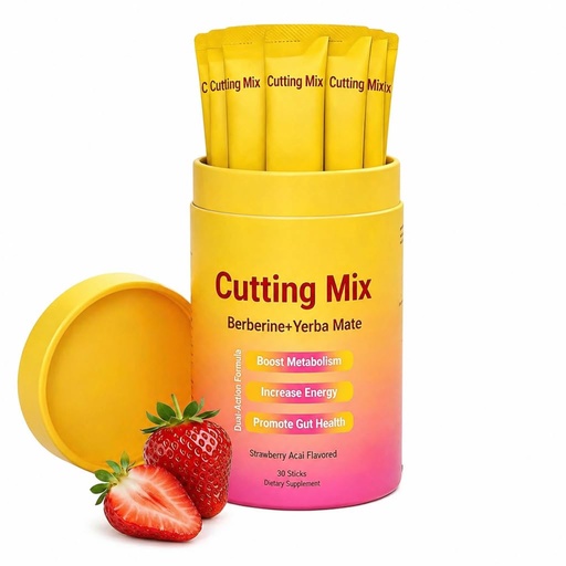 [BRSRYZIOBAGWO335] Cutting Drink Mix – 5-HTP, Yerba Mate Sugar-Free, Vegan Non-GMO – 30 Sticks | Cutting Drink Mix - Berberine, Chromium, Satiety & FOS & Sugar-Free, Vegan, Non-GMO | Strawberry Açaí Flavor