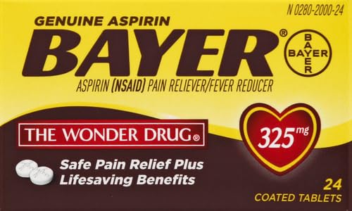[BRSWKH3RBRYR6HDC] Bayer 325Mg Aspirin Coated Tablets, 24 Count