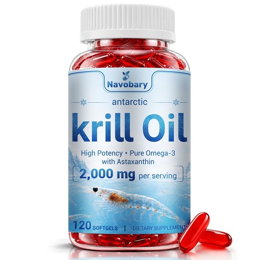 [BRSRYZAEAEAQK3LH] Antarctic Krill Oil 1000mg Softgels, Omega-3 EPA DHA, Astaxanthin, 120 ct | Phospholipid omega 3 with astaxanthin, no fishy aftertaste, supports heart & brain, non-GMO, gluten free softgels