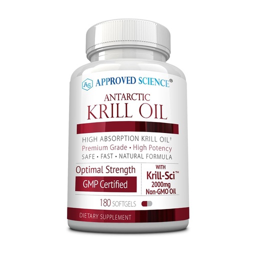 [BRSROHDQAR7GY33X] Approved Science Krill Oil - 2000mg Antarctic Krill Oil, 650mcg Astaxanthin - 260mg EPA, 160mg DHA - 180 Softgels