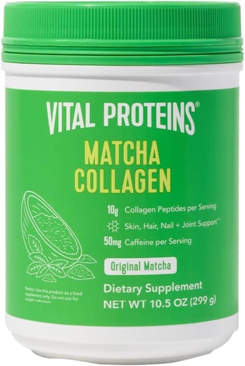 [BRSRMHQPOAIWGA3Z] Vital Proteins Matcha Collagen Peptides Powder Supplement, Matcha Green Tea Powder, 10.5 oz, Original Flavored