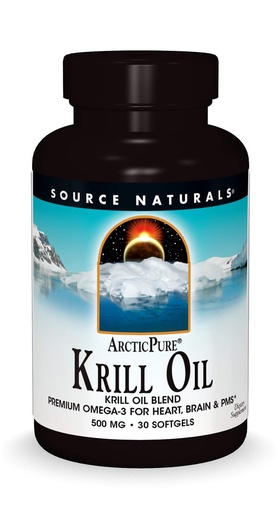 [BRSWIYL4OZ5R2GTM] Source Naturals, ArcticPure® Krill Oil - 500 MG - 30 Softgels | Krill Oil Blend | Premium Omega-3 for Heart, Brain & PMS