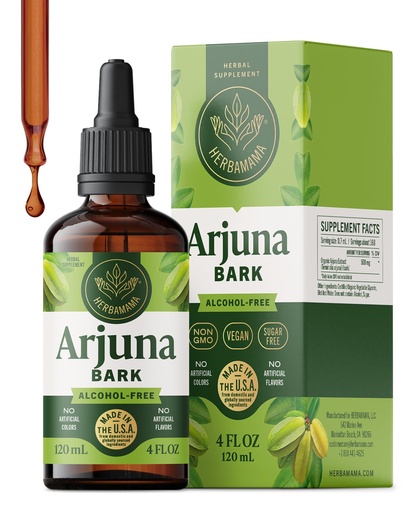 [BRSREEAFCQJWKG3V] HERBAMAMA Arjuna Bark Extract - Circulation & Antioxidant Support | Cardiovascular Support Formula • Non-GMO • Alcohol & Sugar-Free • Vegan • Liquid Formula • 84-Day Supply • 4 fl oz