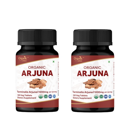 [BRSRAAQBCIFGKFDU] ORGANIC SPREE Arjuna 120 Tablets - Terminalia arjuna - 60 Days Supply - Supports Heart Health & Daily Wellness* | USDA Organic, GMP, HACCP Certified - Pack of 2
