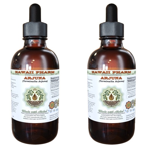 [BRSWKEYHOYOQMFLU] Hawaii Pharm Arjuna Alcohol-Free Liquid Extract, Arjuna (Terminalia Arjuna) Dried Bark Glycerite Natural Herbal Supplement 2x2 oz
