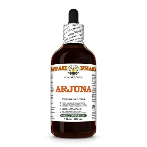 [BRSRABTYOUCBAEI7] Arjuna (Terminalia Arjuna) Dry Bark Glycerite, Made in Hawaii, Raw Materials, All Natural, Vegan, Lab Tested Alcohol-Free Liquid Extract - 4 fl.oz