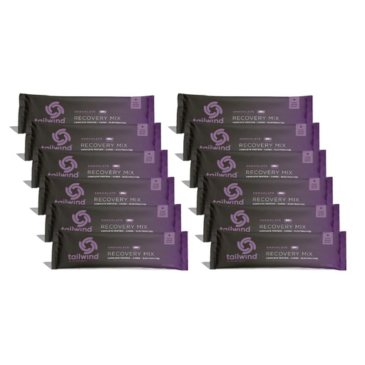 [BRSWGELYPMCQECDF] Tailwind Nutrition Recovery Mix, Chocolate, 12 Single-Serving Sachets | Post-workout drink mix with 20 grams complete protein, carbohydrates, and electrolytes, vegan, free of gluten, soy, and dairy
