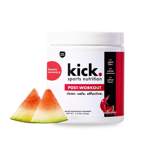 [BRSRACDRCQPQA3DX] Kick Post Workout Powder, Watermelon Flavor, 30 Servings, Magnesium, Vitamin C, Electrolytes, & Zinc to Support Hydration & Muscle Renewal, No Added Fillers, No Artificial Sweeteners or Flavors