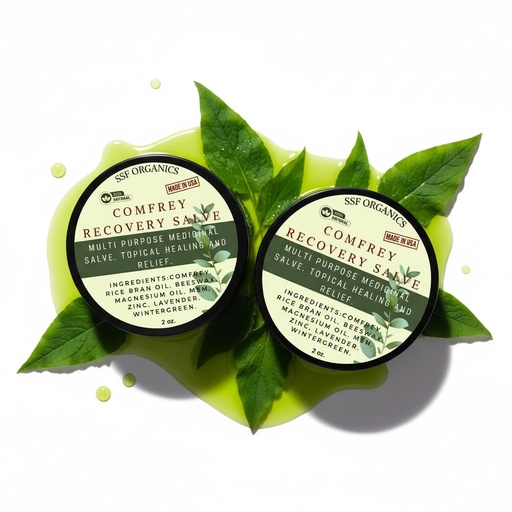 [BRSRGFAPAUCA4HTO] SSF Organics- Natural Relief and Recovery. Topical Healing for Muslces, Joints and Skin. Great for Runners, Post Workout, Healing, Skin Repair. (2Pk. 2oz. Comfrey Recovery Salve)