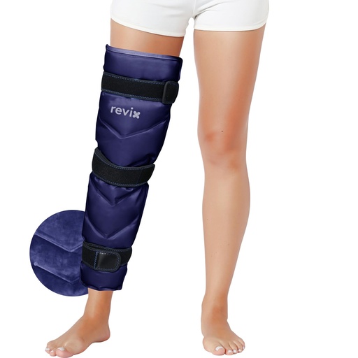 [BRSW2ALRCIDRAHQ6] REVIX Full Leg Ice Pack Wrap for Knee, Hip & Thigh, Reusable Cold Gel Wrap | Full-leg Coverage with 3 Straps for Men & Women, Supports Knee Replacement Recovery, Swelling & Post-Workout Soreness, Navy