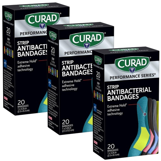 [BRSWYAQHBV7G2C3U] CURAD Performance Series Antibacterial Bandages, 1" x 3.25", 60 Count