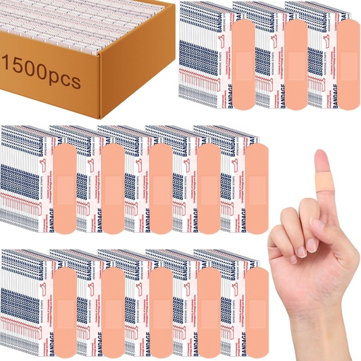 [BRSRAYYPCAIBQF3L] Timgle 1500 Pcs 3/4" x 3" Adhesive Bandages Bulk Waterproof Adhesive Breathable Bandages for Sensitive Skin School Nurses Businesses Travel First Aid Kits Homeless Care Supplies Donations