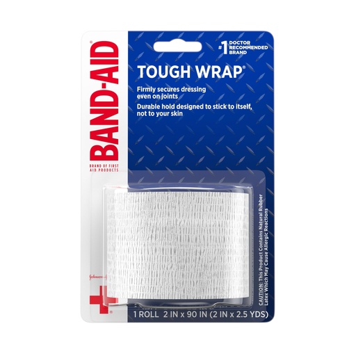 [BRSWGY3QOAFGEE3X] BAND-AID Brand of First Aid Products Tough Wrap, 2 in x 2.5 yd, 1 Roll | Self-Adhesive Bandage Wrap, Durable Protection for First Aid, Flexible Waterproof Wound Care for Minor Cuts, Scrapes & Burns