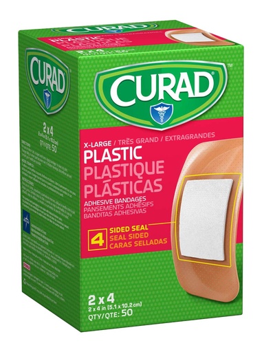 [BRSWGZYCCANBUGTP] CURAD Plastic Adhesive Bandage, 2 x 4 Inch, Box of 50 Bandages