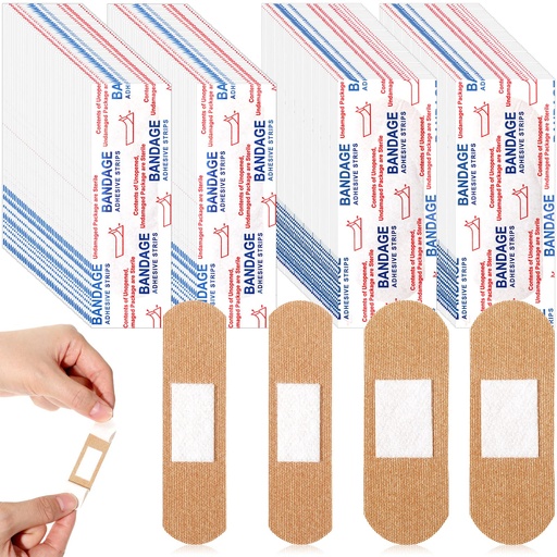 [BRSRMHYFAQDRY3D2] 400 Pcs Bandages Bulk Various Sizes Food Service Waterproof Adhesive Bandages Sterile Processing Non Stick Strips Pad for First Aid & Wound Care Protection(2 Styles)