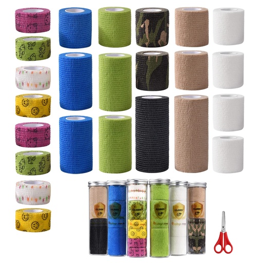 [BRSW2GITCQCA2AL2] 24 Rolls X 5 Yards Self Adhesive Bandage Wrap, Versatile Colorful Elastic Cohesive Bandages,Vet wrap,First Aid