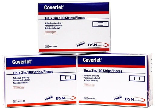 [BRSWIEIQBYFGME3I] Latex-Free Adhesive Dressings Strips Bandages - 1 X 3 inches - 100/ Box (Pack of 3, 300 Total)
