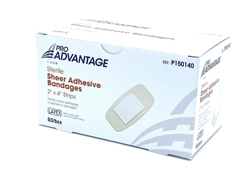 [BRSWIBD2CMAAAEDK] PRO ADVANTAGE SHEER ADHESIVE BANDAGE - Adhesive Bandage, Strips, 2" x 4", 50/bx