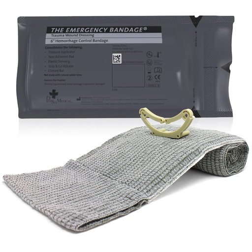 [BRSWIYINCMPRCC3A] Ever Ready First Aid Israeli Compression Bandage – 6" Tactical Emergency Trauma Dressing for Bleeding Control, First Aid & EMS Use – Black – FSA/HSA Eligible