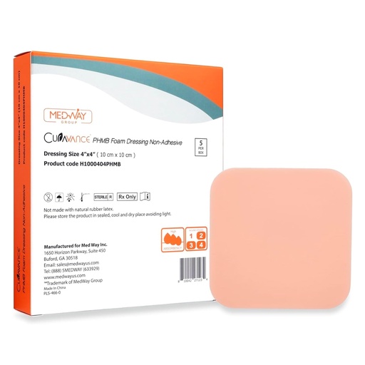 [BRSRAEATDF7Q2CI3] MedVance Waterproof Non-Adhesive Hydrophilic Foam Dressing 4"x4", Box of 5 | Sterile And Individually Wrapped - Absorbent Antibacterial Dressing - Prevents Infection Of Wounds - Promotes Healing