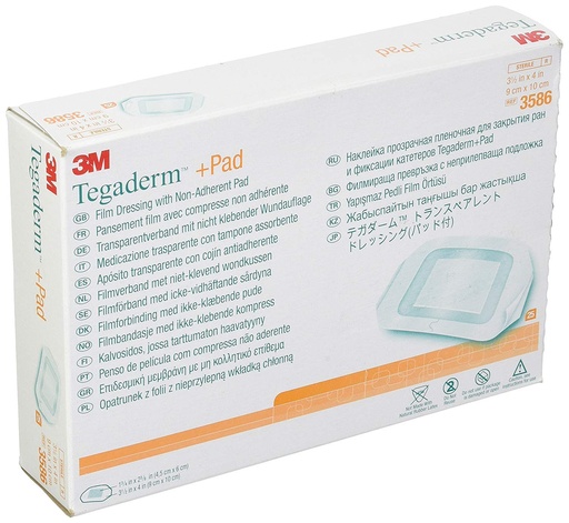 [BRSWGED4AENAOYDO] 3M Tegaderm +Pad Film Dressing with Non-Adherent Pad, Sterile Dressing With Waerproof Bacterial Barrier and Absorbent Pad, 3.5" x 4", Box of 25