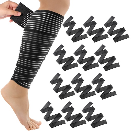 [BRSRMFL4AAIAEYI7] Syhood Compression Bandage Wraps for Leg, Elastic Calf Compression Sleeve Ankle Support, Adjustable Plus Size for Men and Women Stabilising Ligament, Joint Pain, Sports(12 Pieces,71 Inches)