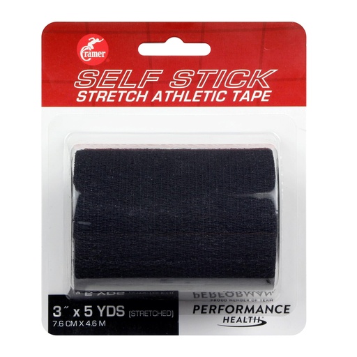 [BRSWIF3RBYDAM3A5] Cramer Eco-Flex Self-Stick Stretch Tape, Black Roll, 3″ x 5 Yards, Latex-Free Cohesive Bandage Wrap, Easy Tear Athletic Tape for Compression, Medical & Sports Use, Single Roll