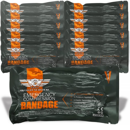 [BRSWYBT4CICBAHT7] EVERLIT Israeli 6 Inch Emergency Bandage Compression Trauma Pressure Wound Dressing Sterile Vacuum-Sealed Packaging for Bleeding Control, Medical Trauma Kit, Gun Shot, First Aid IFAK