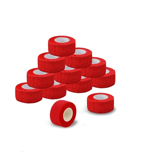 [BRSWECQRDN5Q2HLG] Self Adherent Wrap Tape Medical Cohesive Bandages Flexible Stretch Athletic Strong Elastic First Aid Tape for Sports Sprain Swelling and Soreness on Wrist and Ankle 12 Pack 1Inch X 5Yards(red)